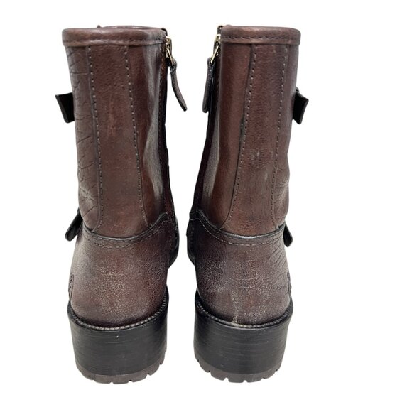 Tory Burch Chrystie Leather Moto Buckle Boots Dark Brown Women's size 7.5 - Picture 4 of 14